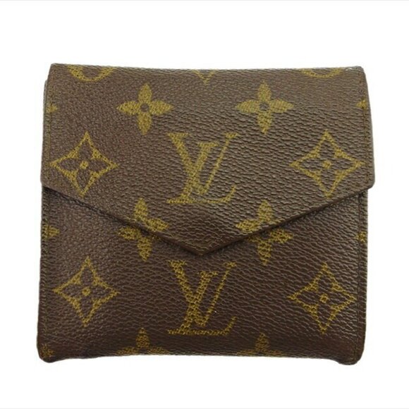 LOUIS VUITTON W Hook Wallet Monogram Dark PVC x Leather Authentic USED T21164 - Picture 2 of 7